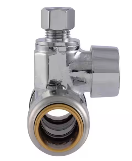 SharkBite Max 1/2 in. Push-to-Connect x 1/2 in. Push-to-Connect x 1/4 in. Compression Chrome-Plated Brass Service Stop Tee