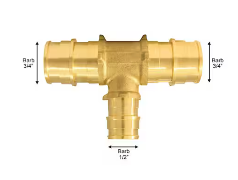 Apollo 3/4 in. x 3/4 in. x 1/2 in. Brass PEX-A Barb Reducing Tee Fitting