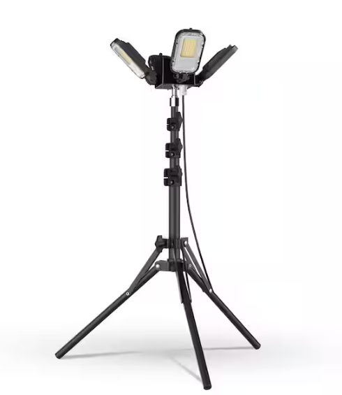 SANSI 120-Volt 15,000-Lumens LED Plug In 180° Adjustable 4 Head Tripod Work Light, 3 Brightness Modes, 5000K, IP65 Waterproof