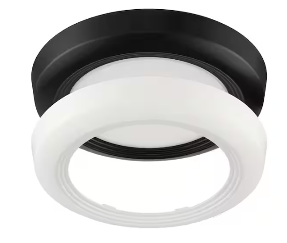 Commercial Electric 7.5 in. Disk Light LED Flush Mount with Night Light Feature and Extra Black Trim 1000 Lumens Adjustable CCT