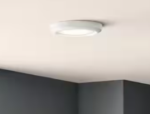 Commercial Electric 7.5 in. Disk Light LED Flush Mount with Night Light Feature and Extra Black Trim 1000 Lumens Adjustable CCT