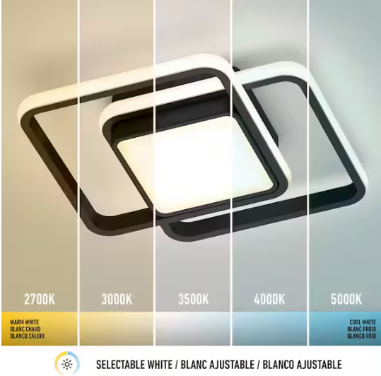 Artika Romeson 11 in. 1 Light Black 5CCT Integrated Selectable LED Flush Mount Ceiling Light