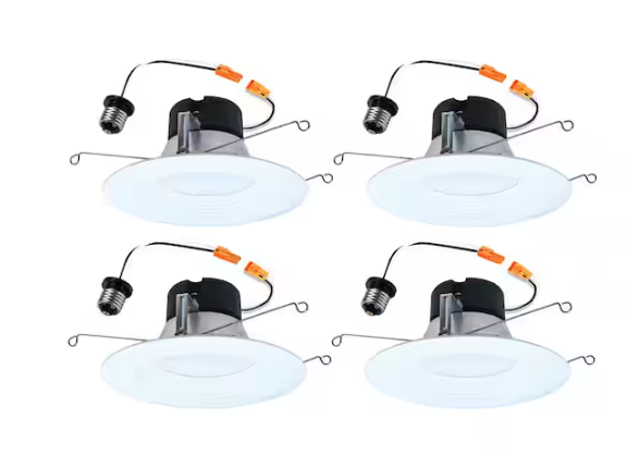 HALO LT 5/6 in. Integrated LED Recessed Light Trim Retrofit Module with Baffle Trim 5CCT 750lm (4-Pack)