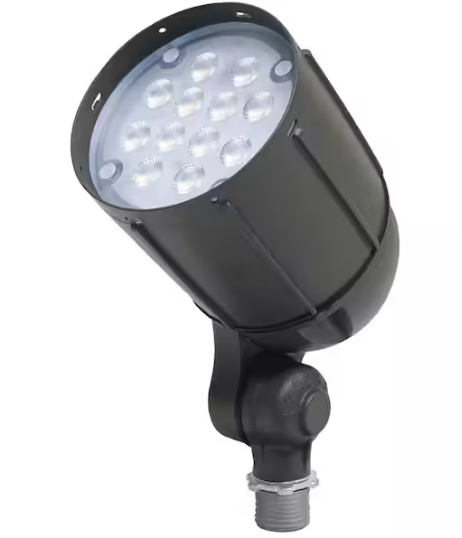 Commercial Electric 12W Line Voltage Bronze Integrated Outdoor LED Bullet Flood Light and Adjustable Mounting Bracket for Landscape Lighting