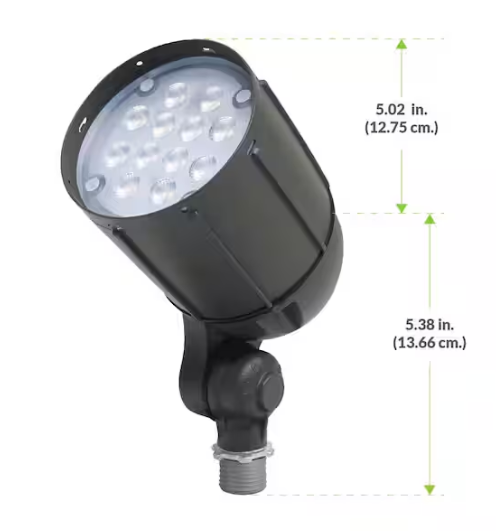 Commercial Electric 12W Line Voltage Bronze Integrated Outdoor LED Bullet Flood Light and Adjustable Mounting Bracket for Landscape Lighting