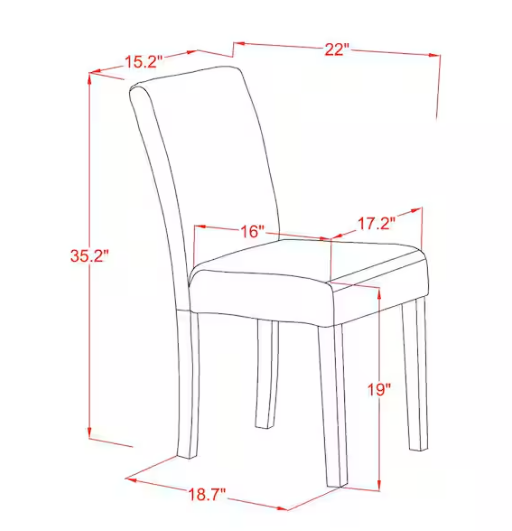 East West Furniture Jacobean, Parson Kitchen Chairs - Light Sable Linen Fabric Padded Dining Chairs, Set Of 2