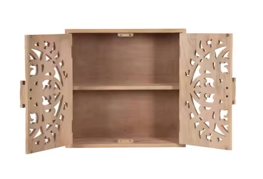 Kate and Laurel Saanvi 20 in. W x 6 in. D Natural Wood Decorative Wall Shelf