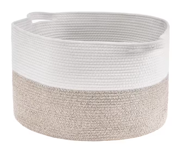 VEVOR Blanket Basket Brown 20 in. x 14 in. 87 L Cotton Rope Basket Woven Basket with Handles Decorative Baskets