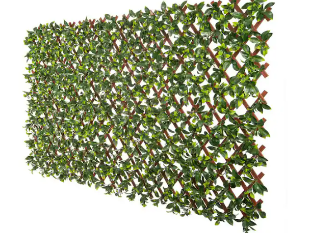 NATURAE DECOR Expandable Pvc Trellis Hedges 36 in. X 72 in. Gardenia Artificial Leaf