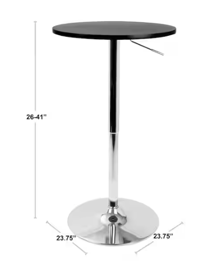 Lumisource Black and Chrome Adjustable Bar Table