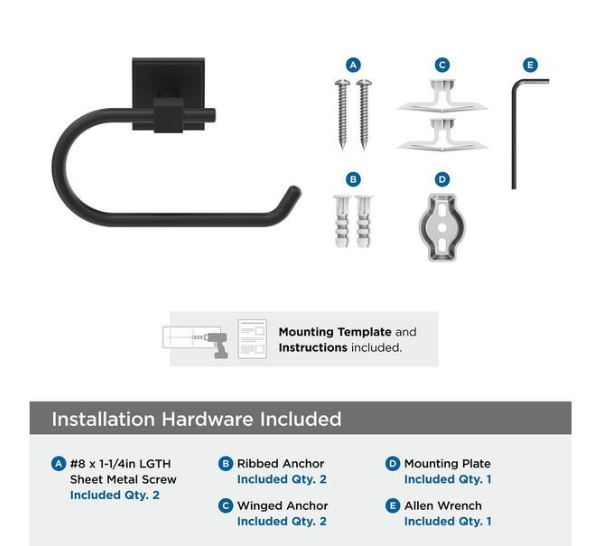 Amerock Appoint 7-1/16 in. (179 mm) L Single Post Toilet Paper Holder in Matte Black