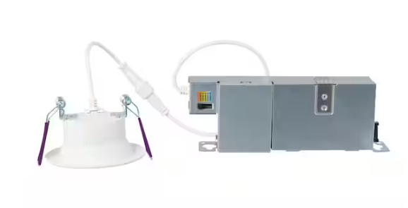 HALO LCR2 2 in. Soft White Selectable CCT Integrated LED Recessed Light with Surface Mount White Trim Retrofit Module