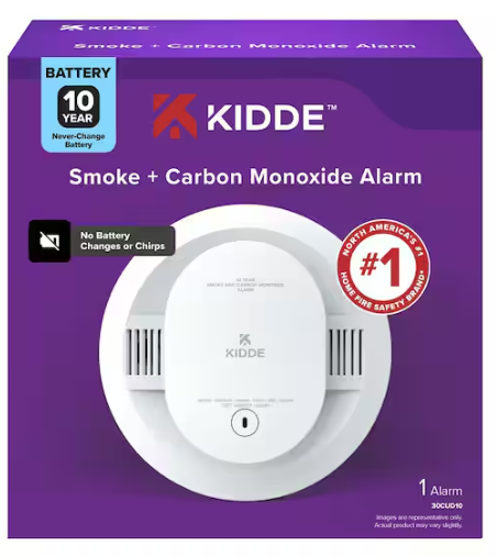 Kidde 10-Year Battery Powered Smoke and Carbon Monoxide Detector with Alarm LED Warning Lights 21031514