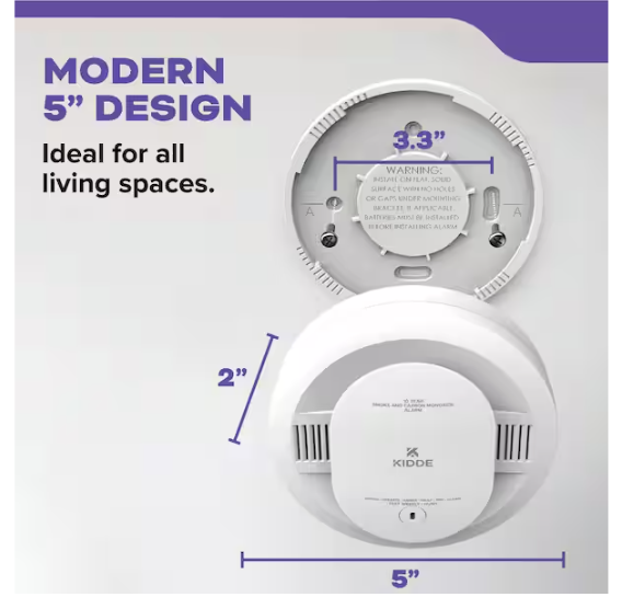 Kidde 10-Year Battery Powered Smoke and Carbon Monoxide Detector with Alarm LED Warning Lights 21031514