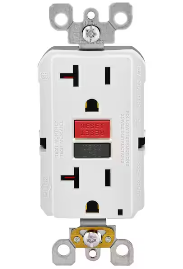 Leviton 20 Amp Self-Test SmartlockPro Slim Duplex GFCI Outlet, White