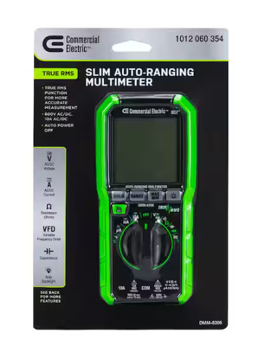 Commercial Electric 600-Volt True RMS Slim Auto-Ranging Digital Multimeter