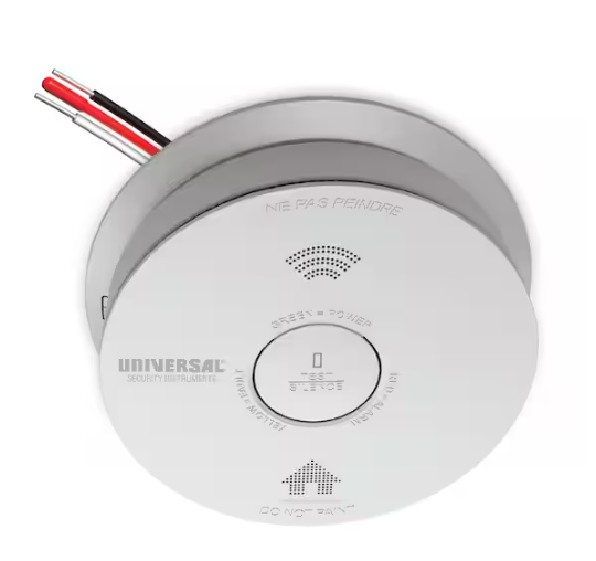 Universal Security Instruments Hardwired and 10-Year Battery Backup Smoke Detector with Photoelectric Sensor and Voice Alert