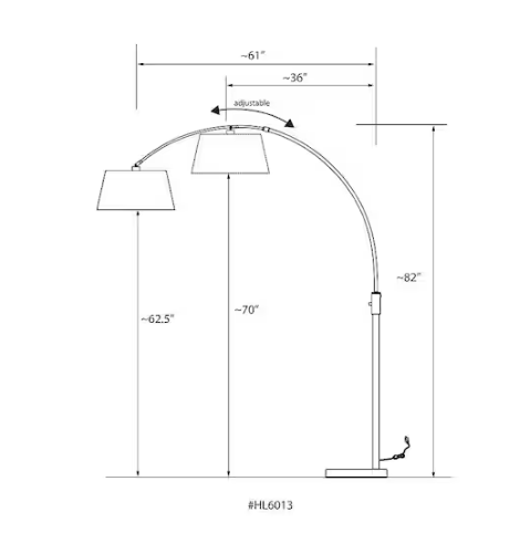 HomeGlam Orbita 82 in. Dark Bronze Furnish LED Dimmable Retractable Arch Floor Lamp, Bulb Included with Drum White Shade