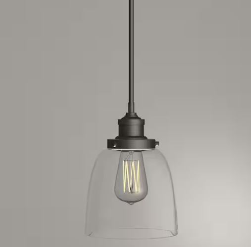 Monteaux Lighting 1-Light Oil Rubbed Bronze Mini Pendant Light Fixture with Clear Glass Shade