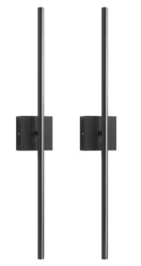 YANSUN 2-Light Black Dimmable Timing LED Wall Sconce with Remote Control, Wireless Installation, USB Charging (2-Pack)