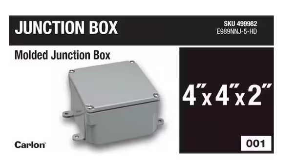 Carlon 4 in. x 4 in. x 2 in. Gray Electrical PVC Junction Box (E989NNJ-5-HD)