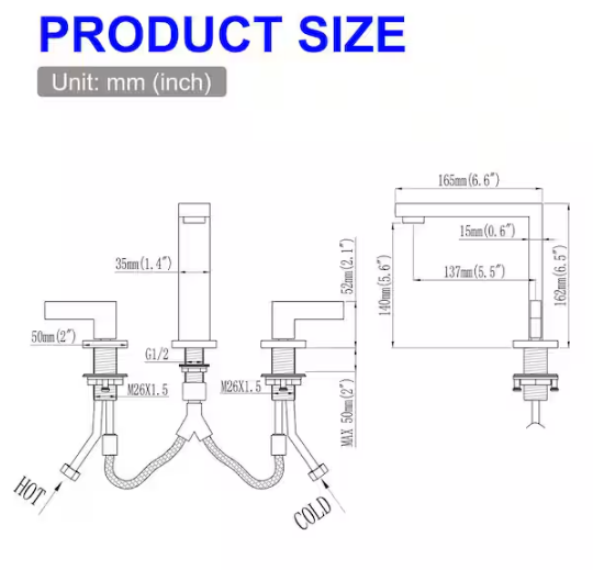 UKISHIRO 8 in. Widespread Double Handles High Arc Bathroom Sink Faucet in Brushed Gold Supply Line Included