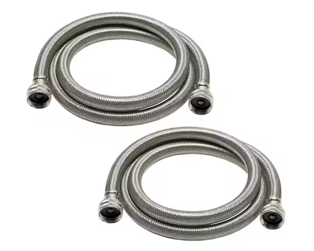Fluidmaster Universal 3/4 in. x 6 ft. Stainless Steel High Efficiency Washing Machine Hose (2-Pack)