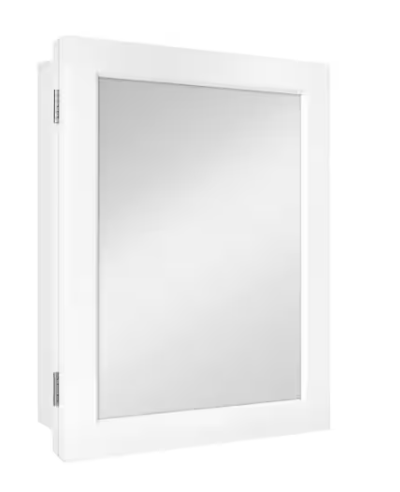 Glacier Bay 15-1/4 in. W x 19-3/8 in. H Rectangular Framed Recessed or Surface-Mount Bathroom Medicine Cabinet with Mirror, White