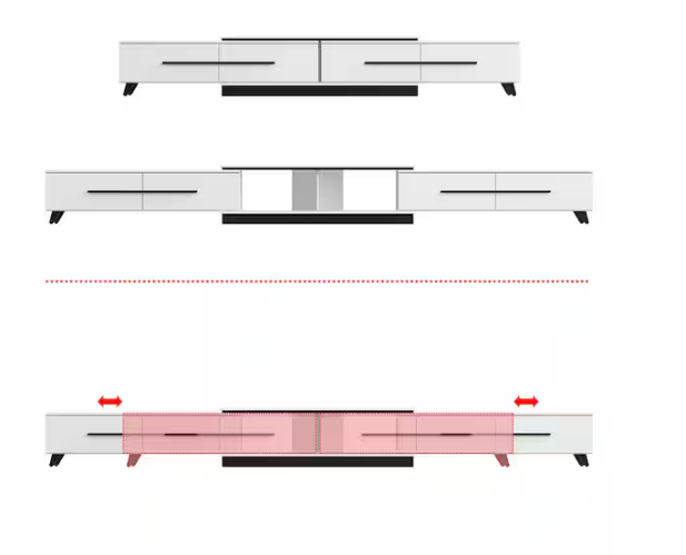 FUFU&GAGA Modern Wood White TV Media Console Entertainment Center with Adjustable Length and Drawers Fits TV's up to 100 in.