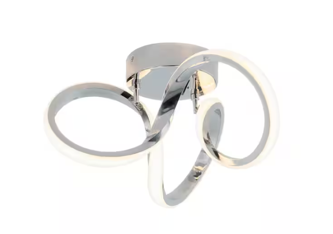 Artika Swirl 13 in. 1-Light Modern Chrome Integrated LED Flush Mount Ceiling Light Fixture for Kitchen or Bedroom