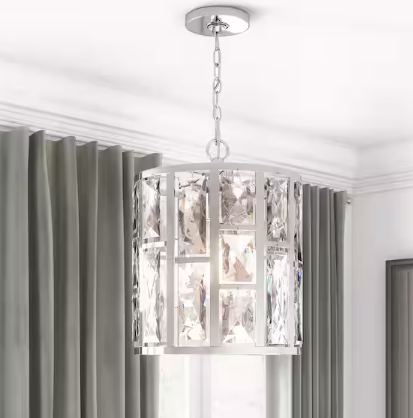 Home Decorators Collection Kristella 1-Light Chrome Crystal Pendant Light