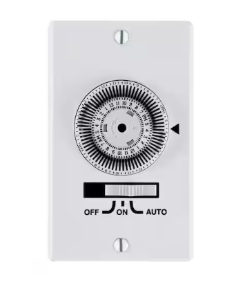 Intermatic 20 Amp 24-Hour Indoor In-Wall Heavy-Duty Mechanical Timer, White