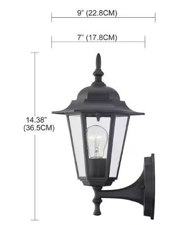Uixe 1-Light Textured Black Outdoor Wall Lantern Sconce with Clear Glass