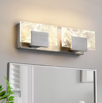 KAISITE 16 in. 2-Light Bathroom Modern Light Fixture Brushed Nickel LED Vanity Light Bar 10W Wall Sconce with 3000K Warm Light