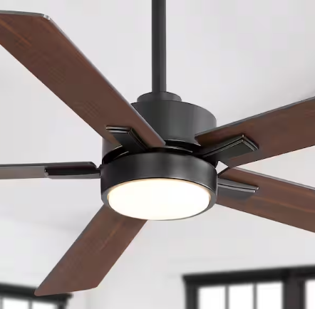 Breezary Charlie 52 in. Integrated LED Indoor Black Ceiling Fans with Light and Remote Control Included