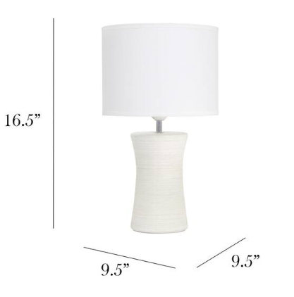 Simple Designs 16 .5 in. Off White Ceramic Hourglass Table Lamp