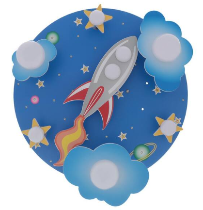 23.6 in. 8-Light Blue Creative Cartoon Universe Flush Mount Ceiling Light for Children's Room with Bulbs Included