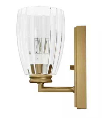 Hunter Rossmoor 1-Light Luxe Gold Wall Sconce with Glass Shade