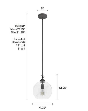 Hunter High Oaks 1-Light Noble Bronze Globe Pendant Light with Clear Seeded Glass Shade