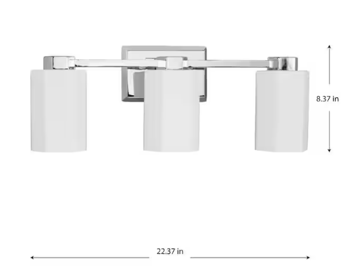 Estrada 22.37 in. 3-Light Polished Chrome Vanity Light with Opal Glass Shade