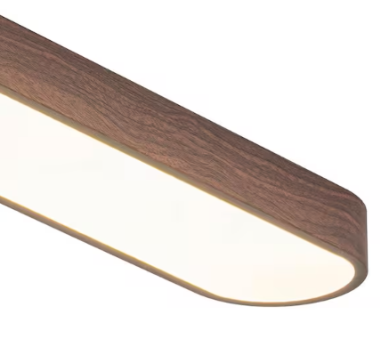 Y'INSP 5.51 In. 41W Modern Walnut Integrated LED Flush Mount with White Acrylic Shade, Minimalist Dimmable LED Ceiling Light