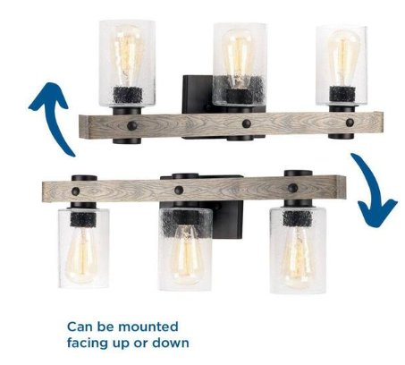 Progress Lighting Gulliver Collection 24 in. 3-Light Graphite Finish Clear Seeded Glass Coastal Bathroom Vanity Light