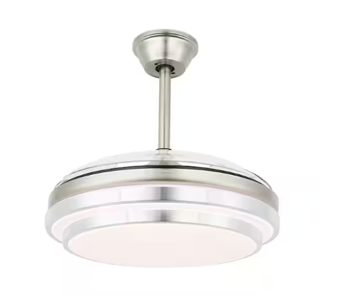 Bella Depot 42 in. LED Indoor Brushed Nickel Retractable Ceiling Fan with Dimmable Light and Remote 6-Speed Reversible Fandelier