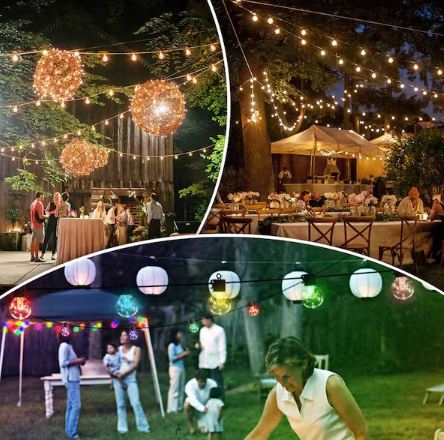 AVATAR CONTROLS 25-Lights 50 ft. Outdoor Solar Integrated LED Globe String Light Warm RGB Tunable with 8-Lighting Modes