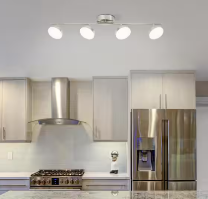 Hampton Bay Pratford 2.6 ft. 4-Light Brushed Nickel Integrated LED Fixed Track Lighting Kit