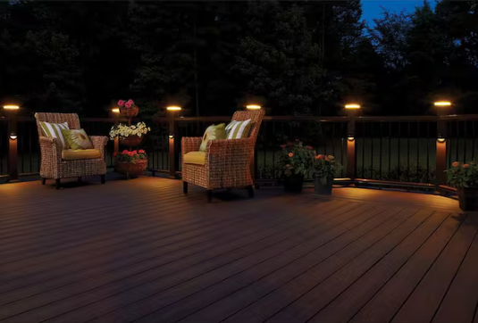 Fiberon 5 in. x 5 in. Serene Black Integrated LED Fits Post Sleeve Hardwired Pyramid Top Downward Deck Post Cap Light