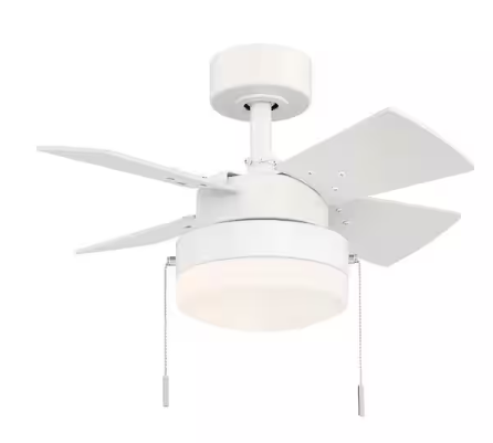 Hampton Bay Metarie II 24 in. Indoor Matte White Ceiling Fan with Light