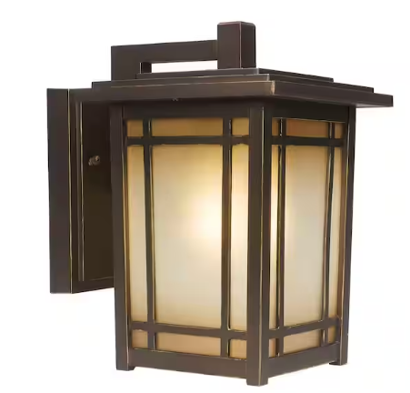 Home Decorators Collection Port Oxford 10.6 in. 1-Light Oil Rubbed ChestnutHardwired Outdoor Wall Light Lantern Sconce with No Bulb Included