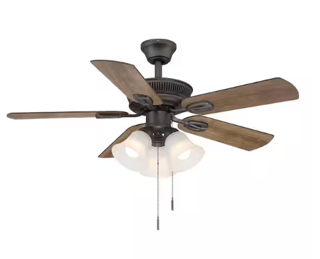 Hampton Bay Glendale III 42 in. LED Indoor Oil Rubbed Bronze Ceiling Fan with Light and Pull Chains Included