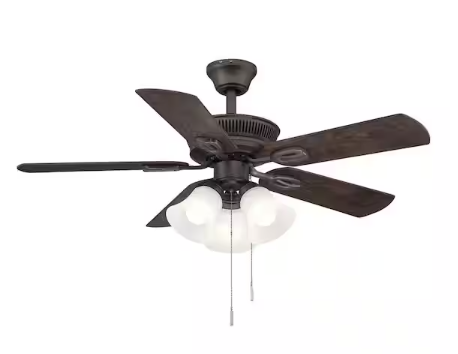 Hampton Bay Glendale III 42 in. LED Indoor Oil Rubbed Bronze Ceiling Fan with Light and Pull Chains Included